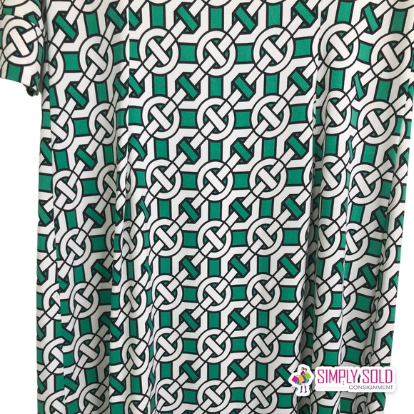 Laundry by Design Women's Shift Dress Green White Black Geometric V-Neck Sz 2 - Picture 4 of 8